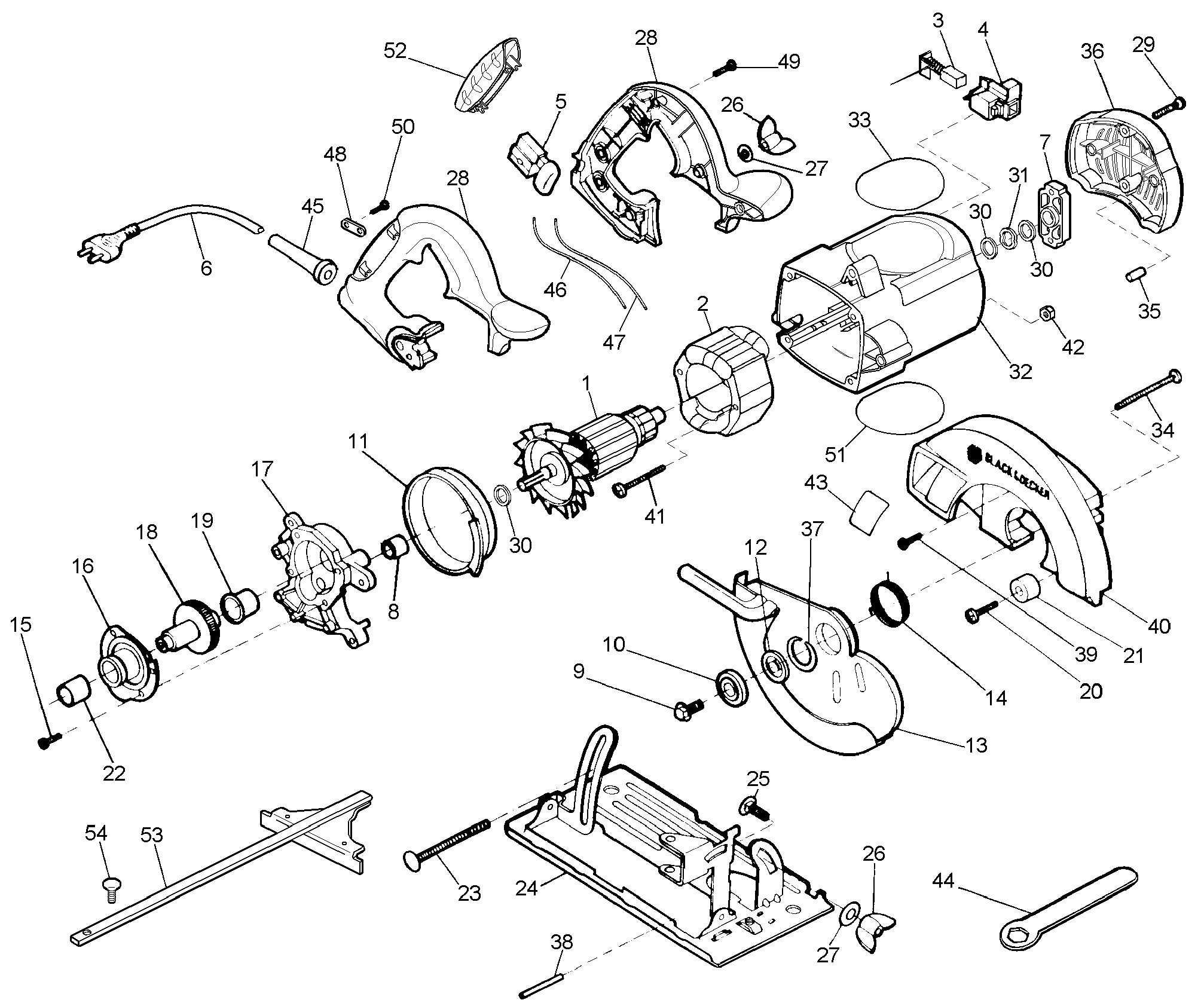 Page A Diagram and Parts List for 7359-B2 4 Black and Decker Circular Saw